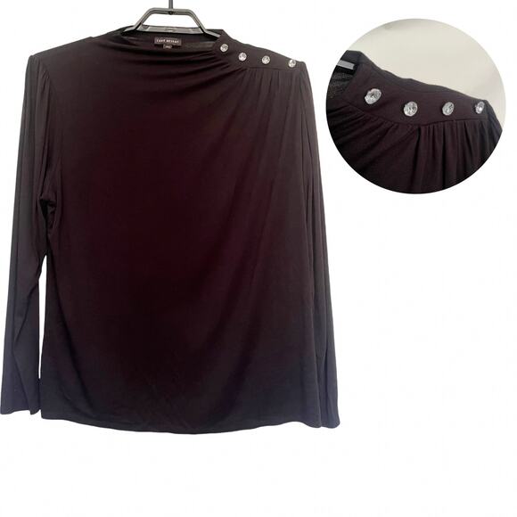 Lane Bryant Rhinestone Womens Top Sz 18/20 Glam Party Workwear Witchy Mockneck - Picture 1 of 11